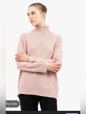 Skull Cashmere 100% Cashmere Turtleneck Powder pink Relaxed Fit , Small